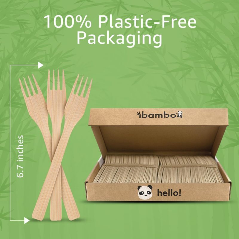 100% Bamboo Forks Set - 100 Biodegradable Utensils (100 Forks) | Reusable or Disposable Bamboo Flatware | Compostable FSC Certified Forks for Weddings, Camping, Parties - Image 4