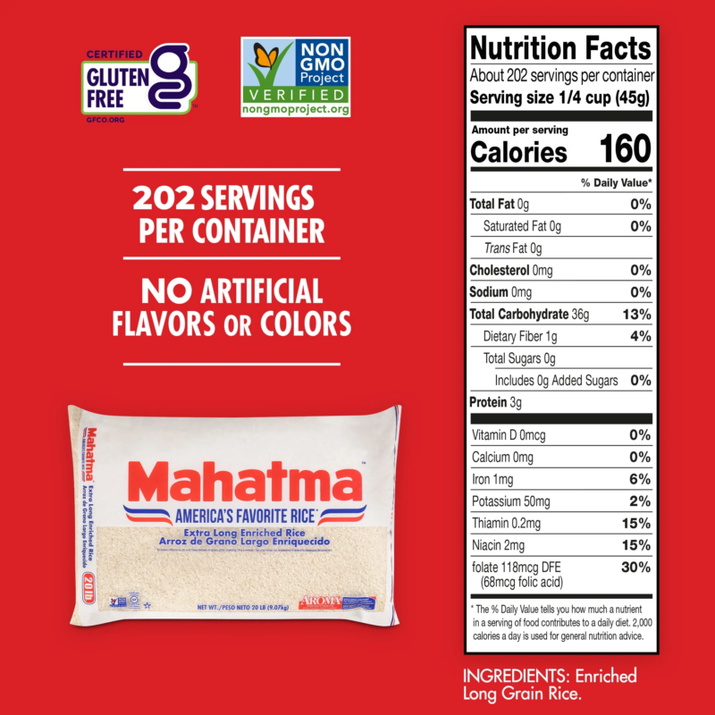 Enriched Extra Long Grain White Rice 20 Lb Bag - Image 5