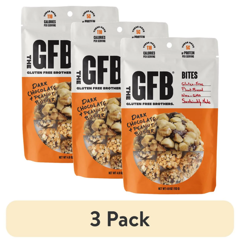 Gluten Free Bites, Dark Chocolate Peanut Butter, General Wellness, 4 Ounce Pouch