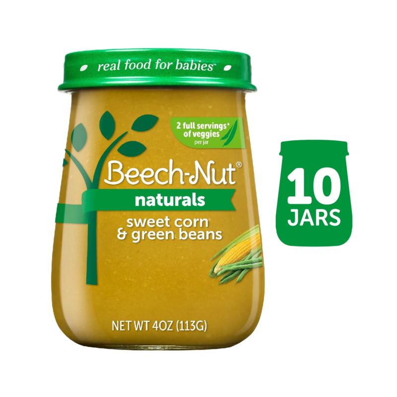 Naturals Stage 2 Baby Food, Sweet Corn & Green Beans, 4 Oz Jar (10 Pack) - Image 2