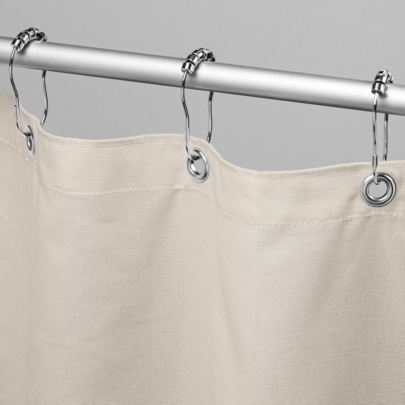 Cotton Shower Curtain (Natural), [70" X 74"] | All Natural Materials | Works with Tub, Bath and Stall Showers