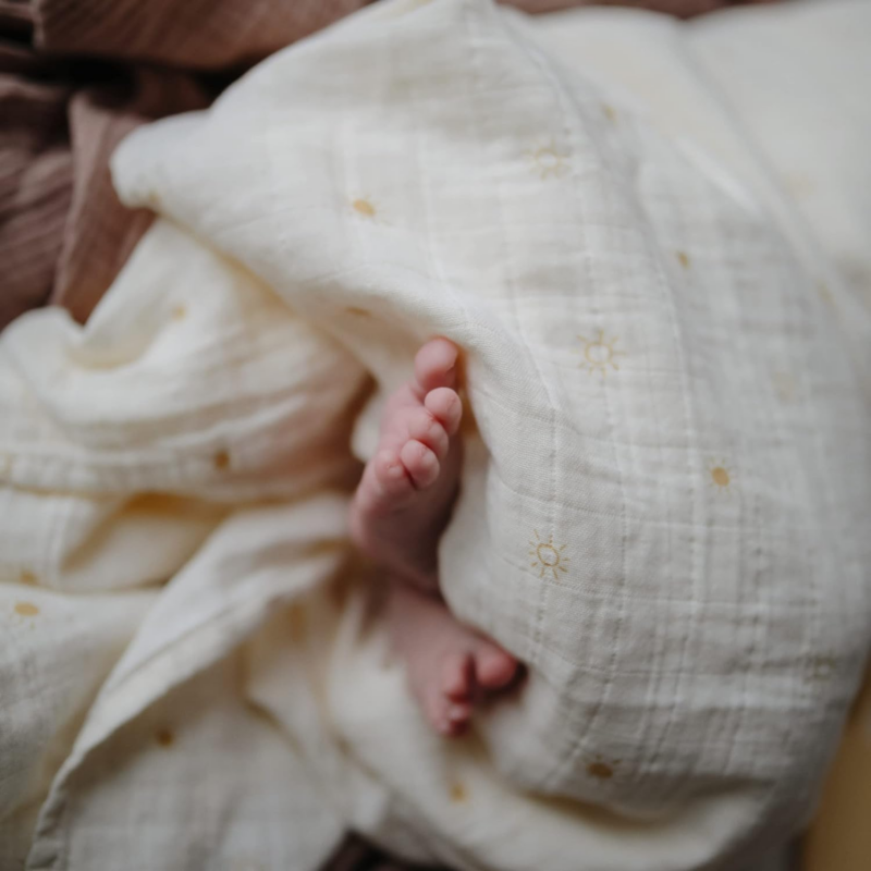 Muslin Baby Swaddle Blanket | 100% Organic Cotton (Sun) - Image 4
