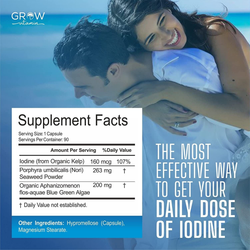 Thyroid Support Supplement 90 Capsules (NON-GMO) ORGANIC - Energy & Weight Loss - Image 3