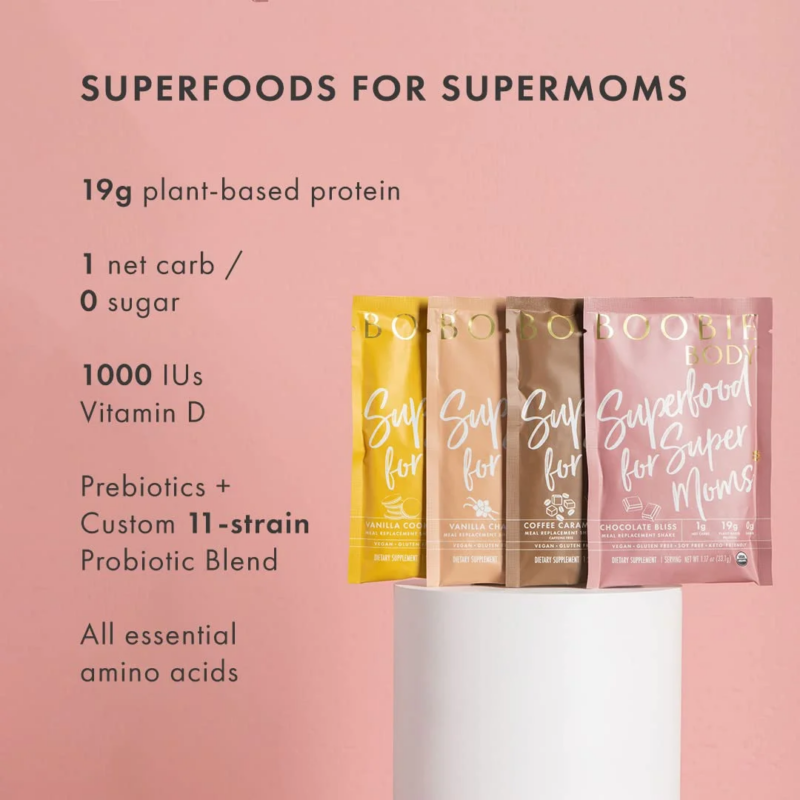 BOOBIE* Body Organic Lactation Superfood Protein Shake (1.16 Oz Single Serve Packets Pack of 10) - Image 3