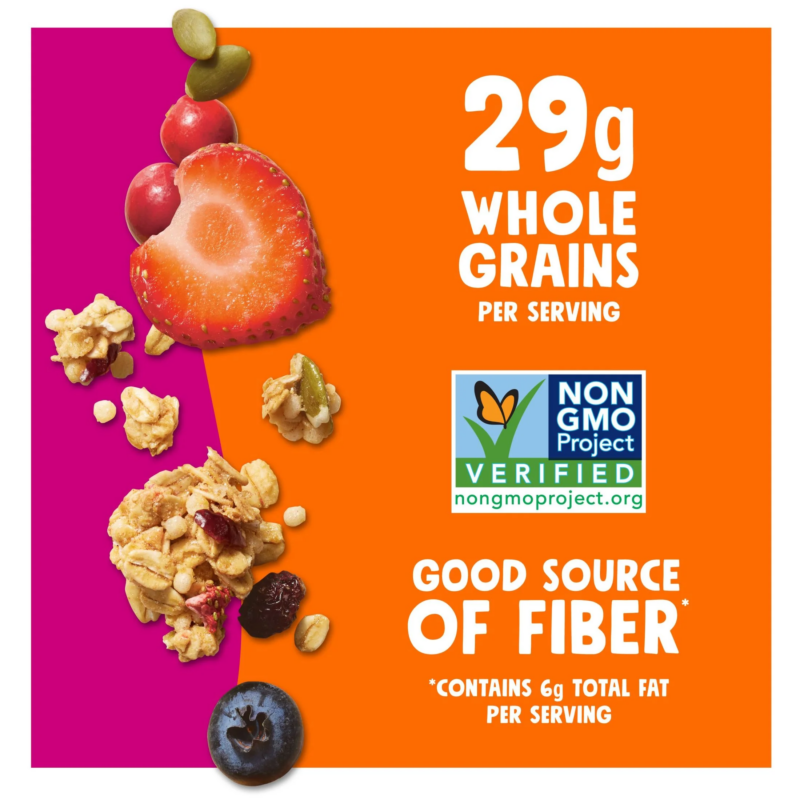 Granola Cereal, Fiber Snacks, Breakfast Snacks, Triple Berry Crunch, 16.5Oz Bag (1 Bag) - Image 4