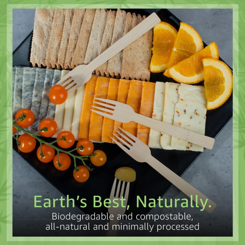 100% Bamboo Forks Set - 100 Biodegradable Utensils (100 Forks) | Reusable or Disposable Bamboo Flatware | Compostable FSC Certified Forks for Weddings, Camping, Parties - Image 8