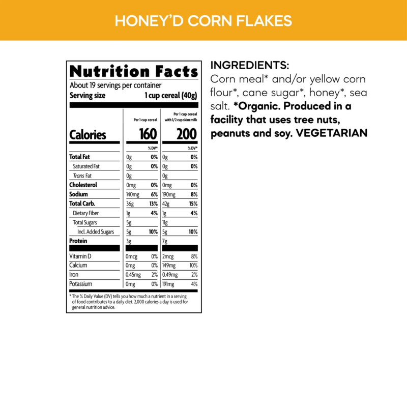 Organic Breakfast Cereal, Honey'D Corn Flakes, 26.4 Oz Bag - Image 4