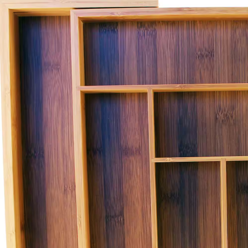 Cooknco Light Brown Bamboo 8-Slot Expanding Flatware Organizer - Image 2