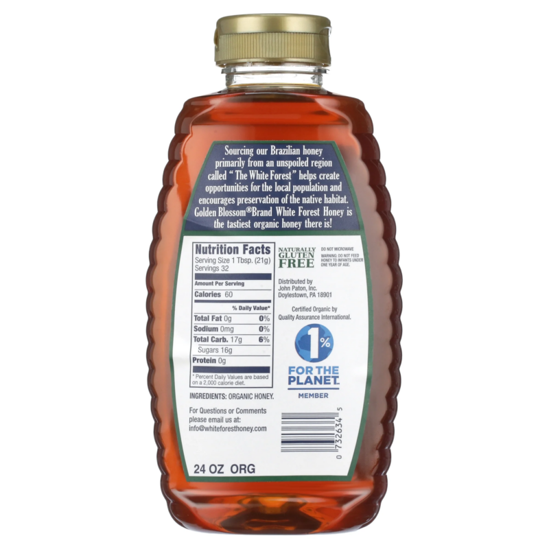 24Oz  Honey Is from the White Forest of Brazil Is 100% Pure Organic, Unfiltered, US Grade a Honey in a Plastic Squeeze Bottle. - Image 4