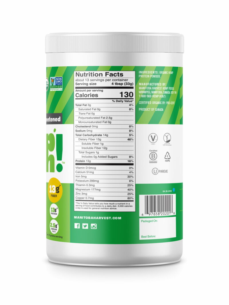 Hemp Yeah! Max Fiber Powder, Unsweetened, 8G Protein, 1.0Lb, 16.0Oz - Image 2