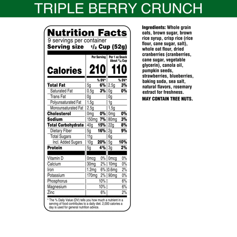 Granola Cereal, Fiber Snacks, Breakfast Snacks, Triple Berry Crunch, 16.5Oz Bag (1 Bag) - Image 5