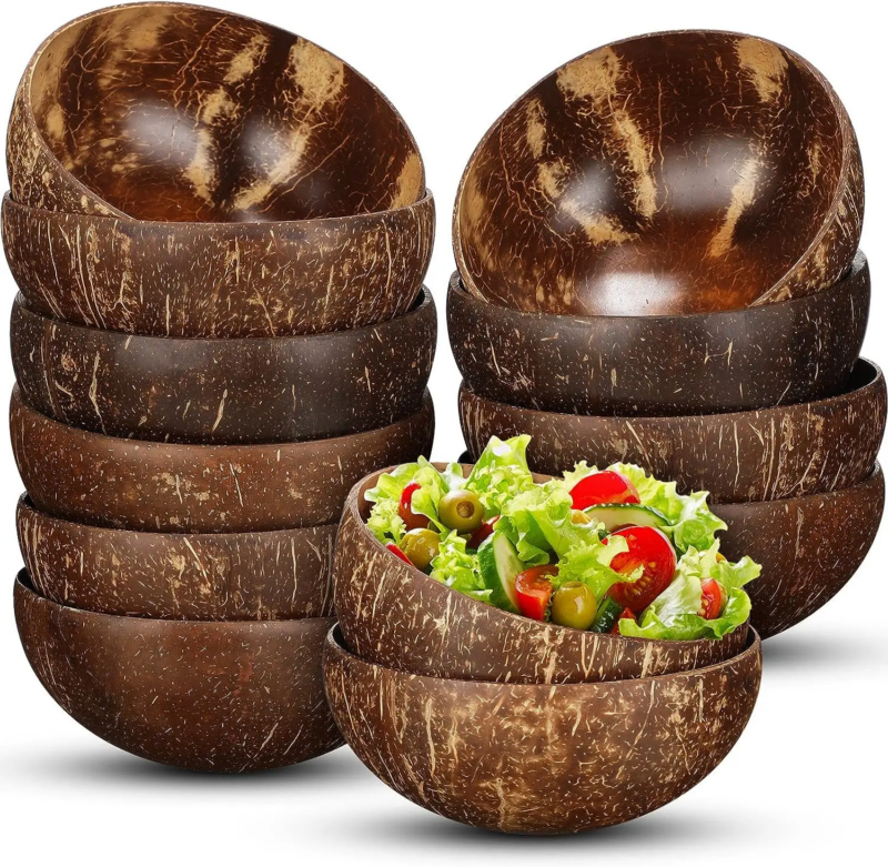 Coconut Bowls for Serving Dishes Wooden Salad Wood Reusable Bowl Serving Utensils Natural Coconut Shell Bowls Breakfast Party - Image 2