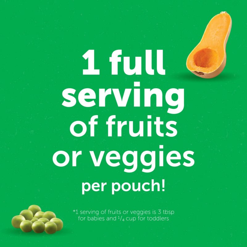 Veggies Stage 2 Baby Food, Squash Peas & Pears, 3.5 Oz Pouch (12 Pack) - Image 4
