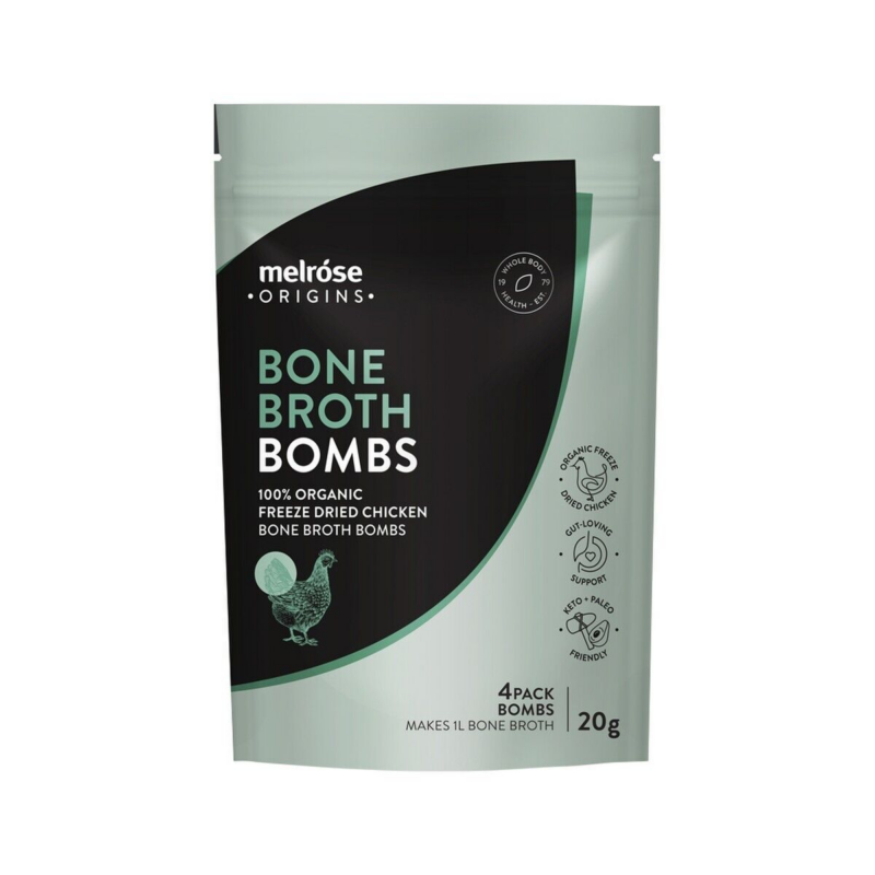 Melrose Origins Bone Broth Bombs Organic Freeze Dried Chicken X 4PC Bombs 20G