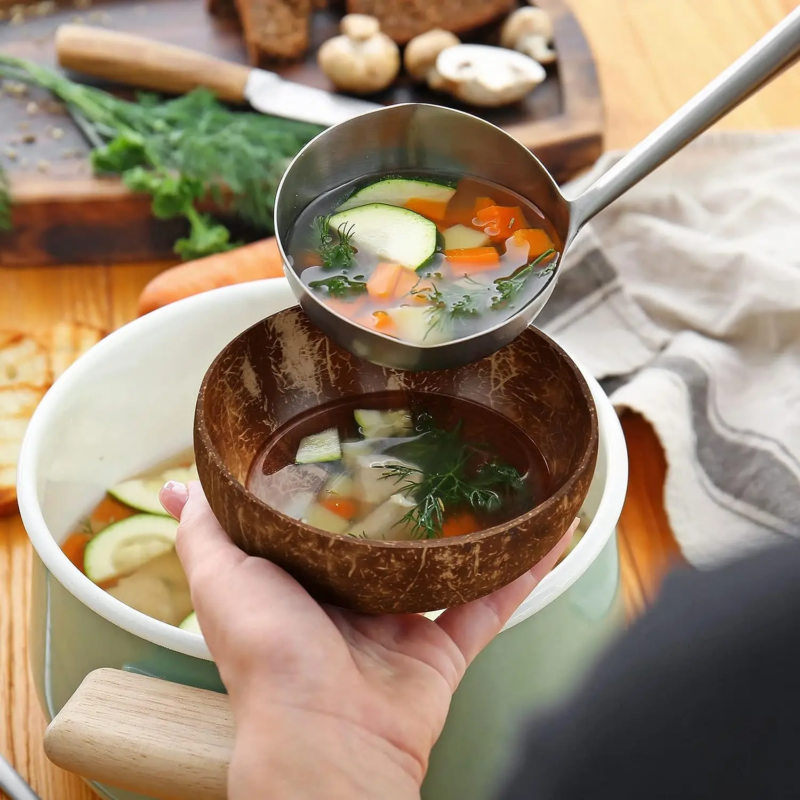Coconut Bowls for Serving Dishes Wooden Salad Wood Reusable Bowl Serving Utensils Natural Coconut Shell Bowls Breakfast Party - Image 3