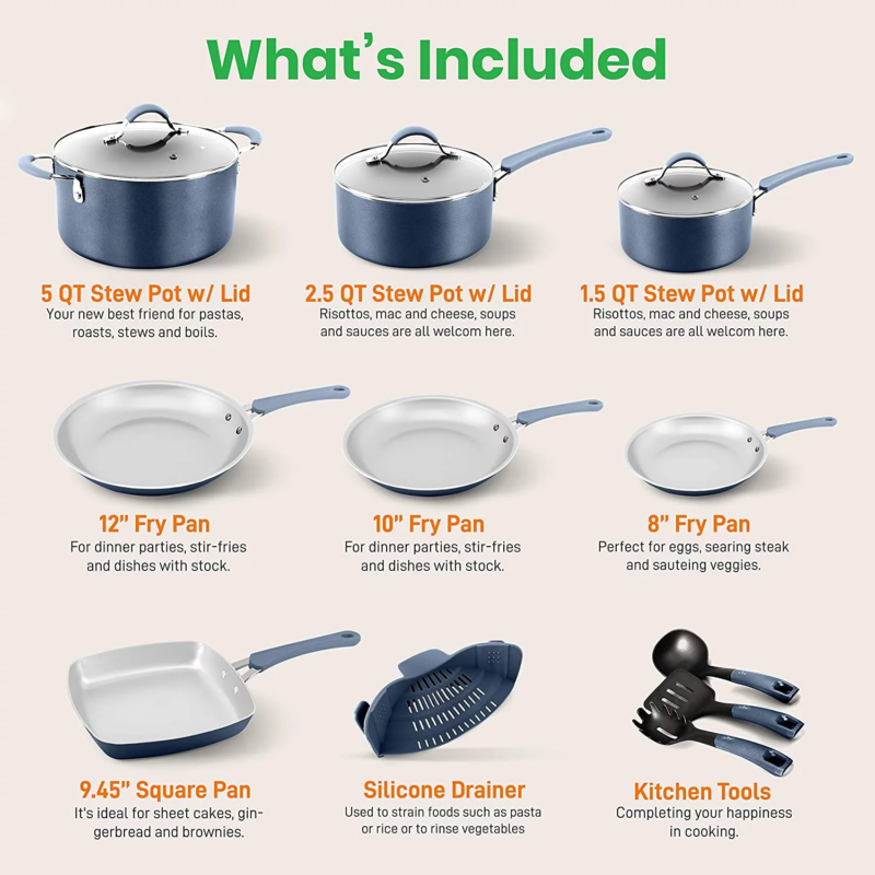 Kitchenware Pots & Pans Set – High-Qualified Basic Kitchen Cookware Set, Non-Stick (20-Piece Set) - Image 2