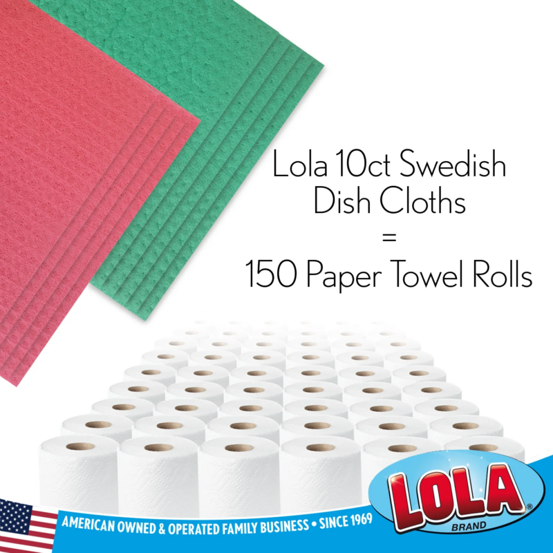 Swedish Dishcloths by  Products, Eco-Friendly Towels, Super Absorbent Reusable Paper Towels, for Washing Dishes, Glasses, Kitchen Counters, 10 Pack - Image 6