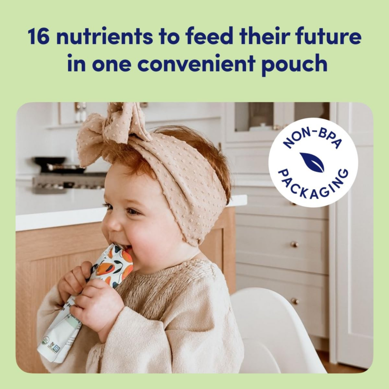 Celery Apple Kiwi Smoothie (Pack of 6) - Healthy Kids Snacks - Baby Food Pouch with 16 Vital Nutrients and Brain Support from Superfoods - Organic Fruit & Veggie Purees, Baby Fruit Squeeze Pouches for Kids, No Added Sugar - Image 6
