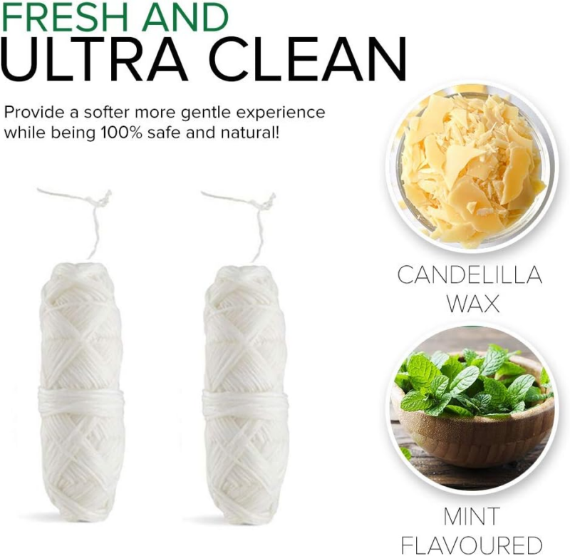 Biodegradable Mint Dental Tooth Lace Floss - 2X Refillable Flossers - 100% Organic Natural and Compostable Teeth Silk Spool - Waxed with Candelilla Wax & Eco-Friendly Zero Waste Packaging - Image 2