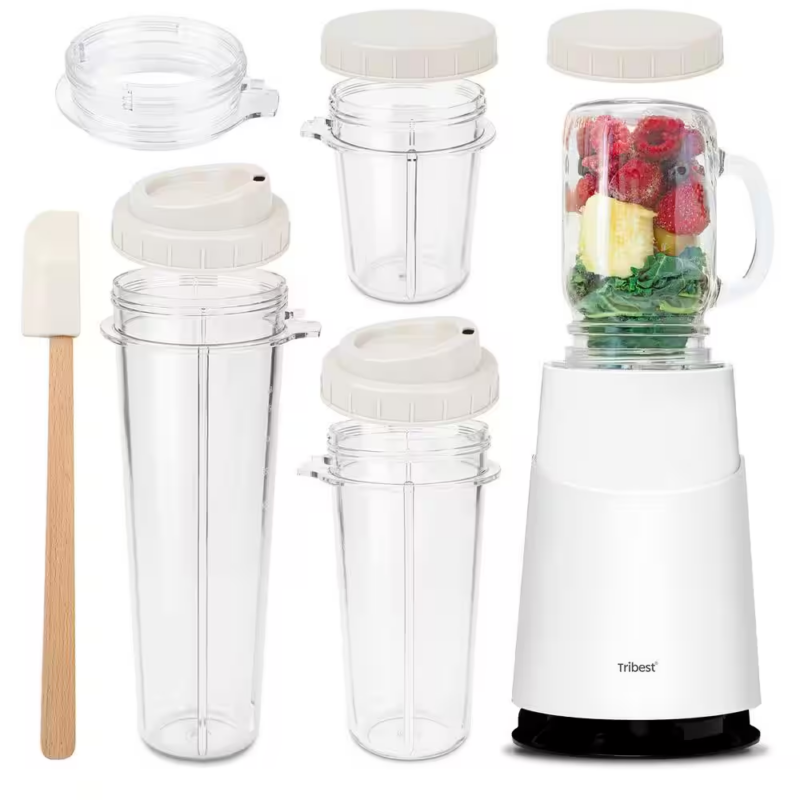 Mason Jar Ready Personal Blender 24 Oz. 1-Speed White 2-With Mason Jar Blending Mug