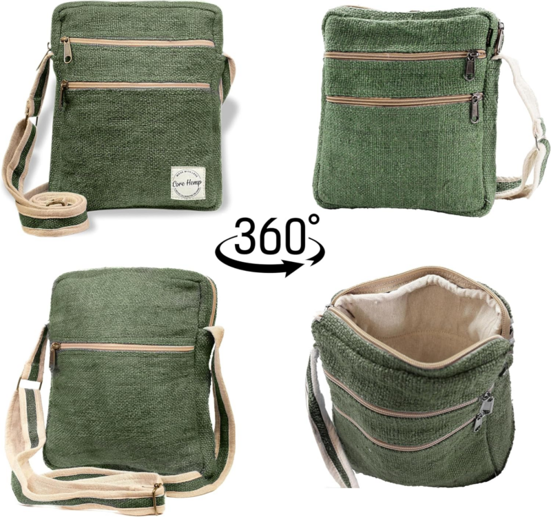 Multi Pocket Crossbody Bag Purse Made from Pure Hemp - Image 2
