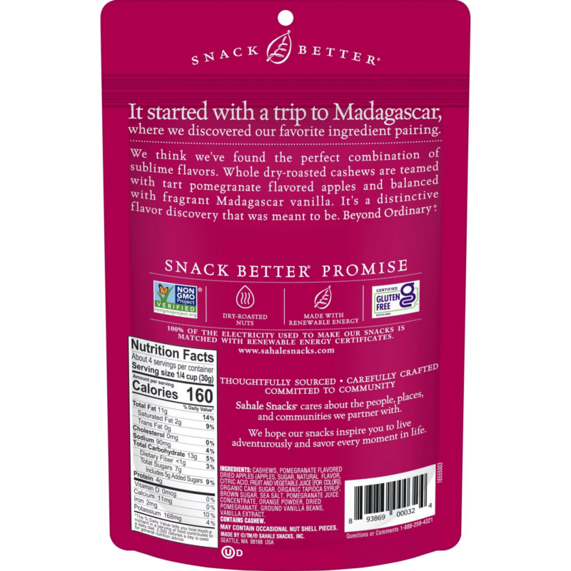 Naturally Pomegranate Vanilla Flavored Cashews Glazed Mix, Gluten-Free Snack, 4-Ounce Pouch - Image 2