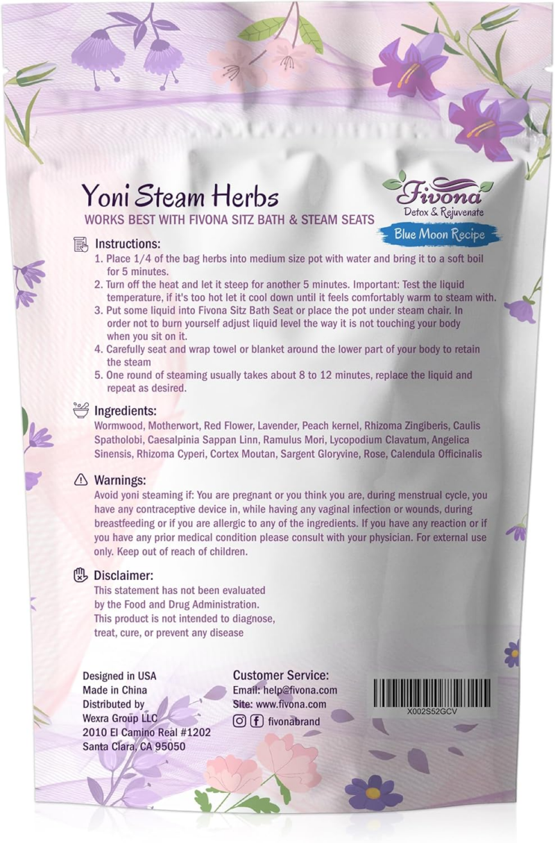 2-In-1 Yoni Steaming Kit over the Toilet Seat with V Steam Herbs Blue Moon Recipe for Detox, Cleansing, PH Balance and Odor Control - Image 8