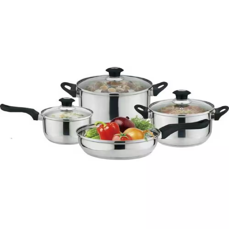 7-Piece Stainless Steel Pots and Pans Kitchen Cookware Set