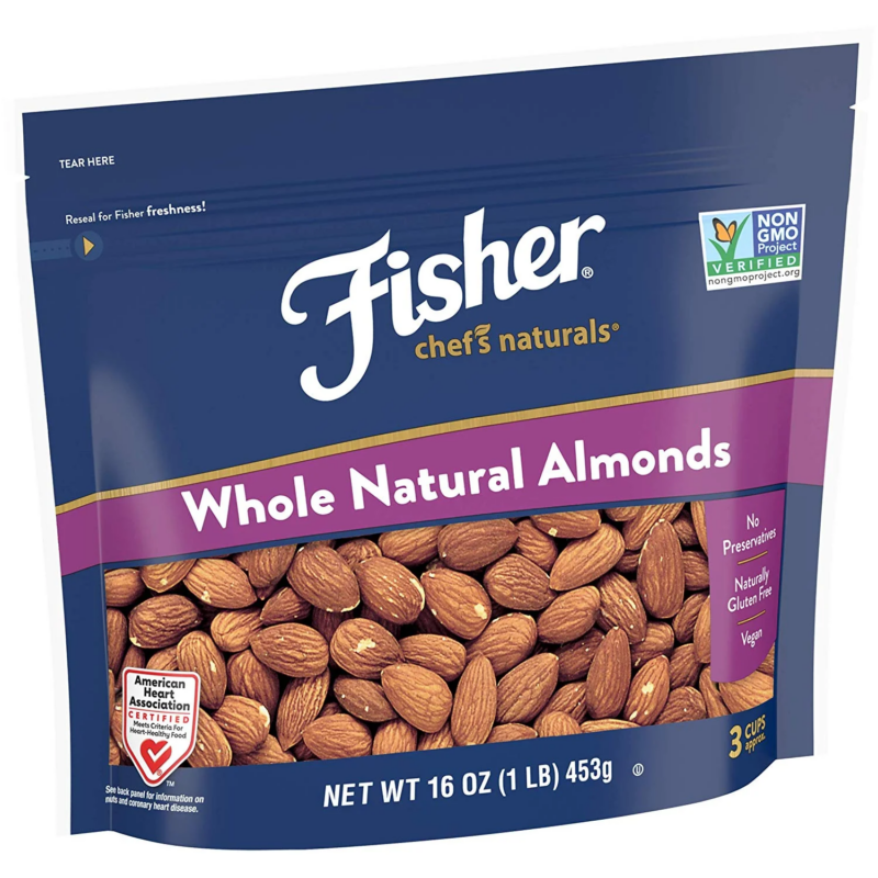 Fisher Chef’S Naturals Gluten Free, No Preservatives, Non-Gmo Whole Natural Almonds, 16 Oz Bag - Image 9