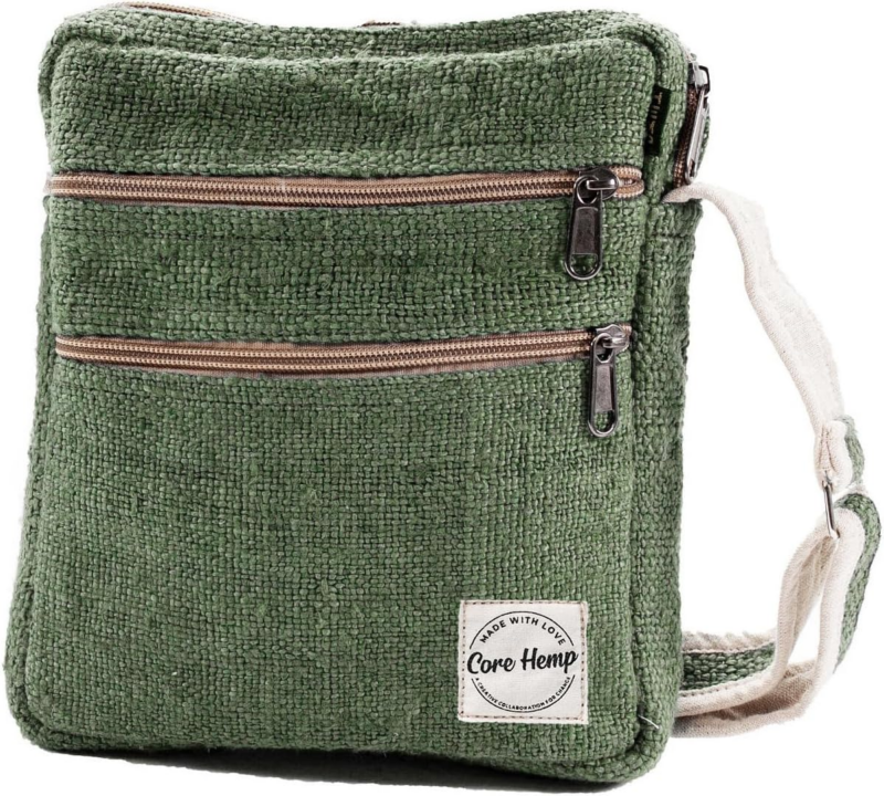 Multi Pocket Crossbody Bag Purse Made from Pure Hemp
