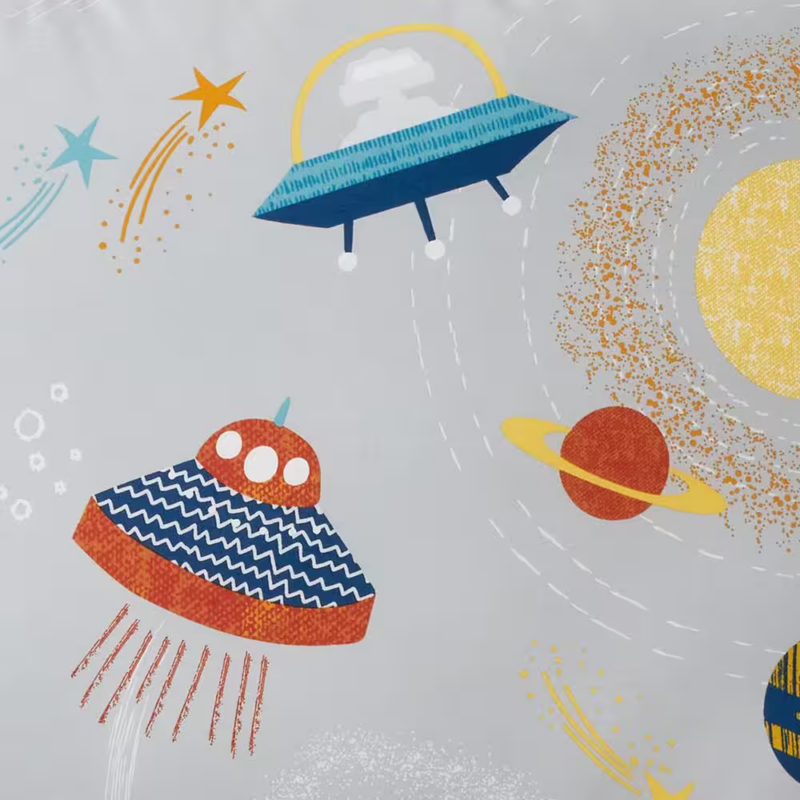 Company Kids Space Organic Gray Multicolored Cotton Percale Standard Sham - Image 5