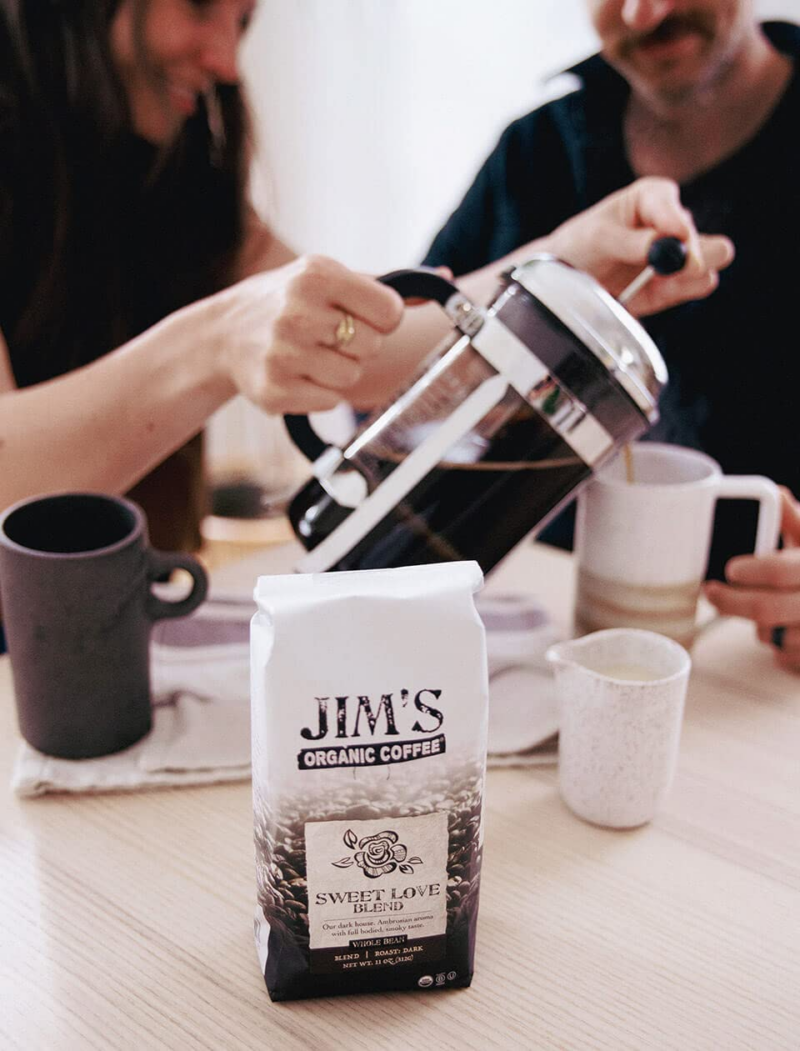 Jim’S Organic Coffee – Sweet Love Blend – Whole Bean, Dark Roast, Bold 11 Oz Bag - Image 3