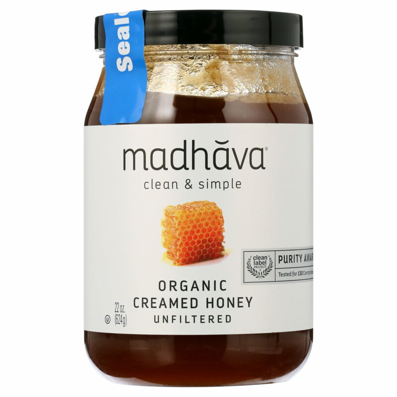 Organic Unfiltered Creamed Honey, Shelf-Stable, 22 Oz Jar