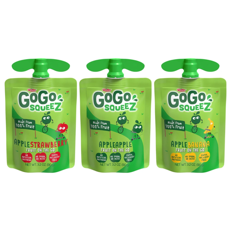 Applesauce and Fruit Puree, Apple Apple, Apple Banana, and Apple Strawberry Snack Pouches Variety Pack, 3.2 Oz, 12 Pack - Image 5