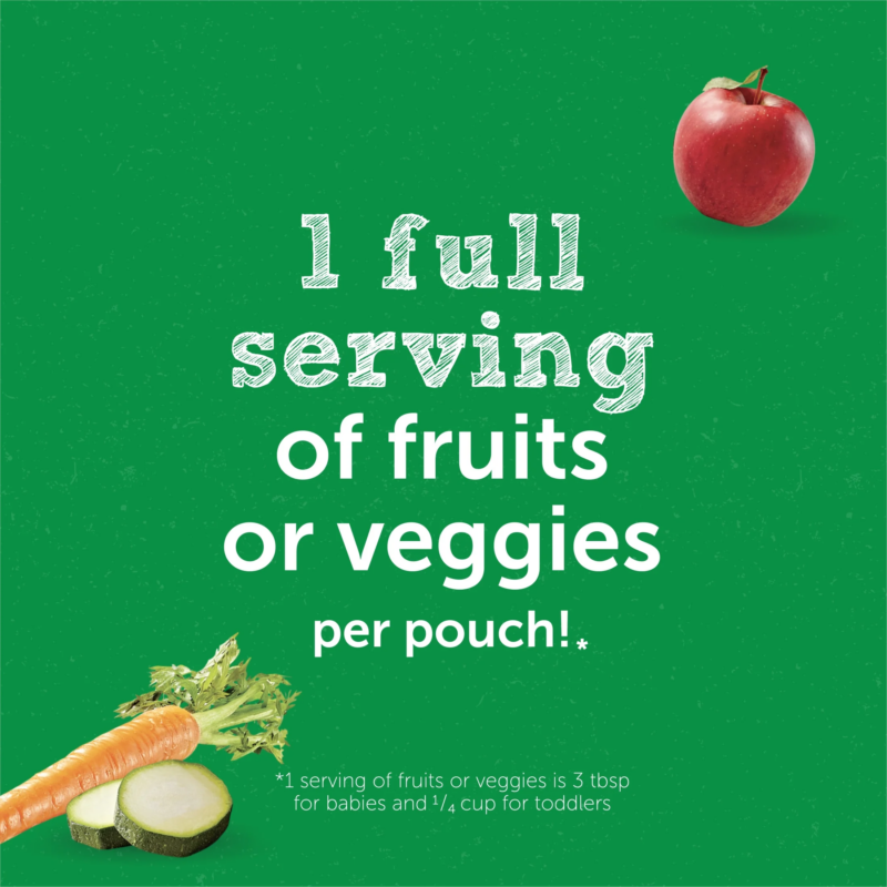 Veggies Stage 2 Baby Food, Carrot Zucchini & Pear, 3.5 Oz Pouch (12 Pack) - Image 4