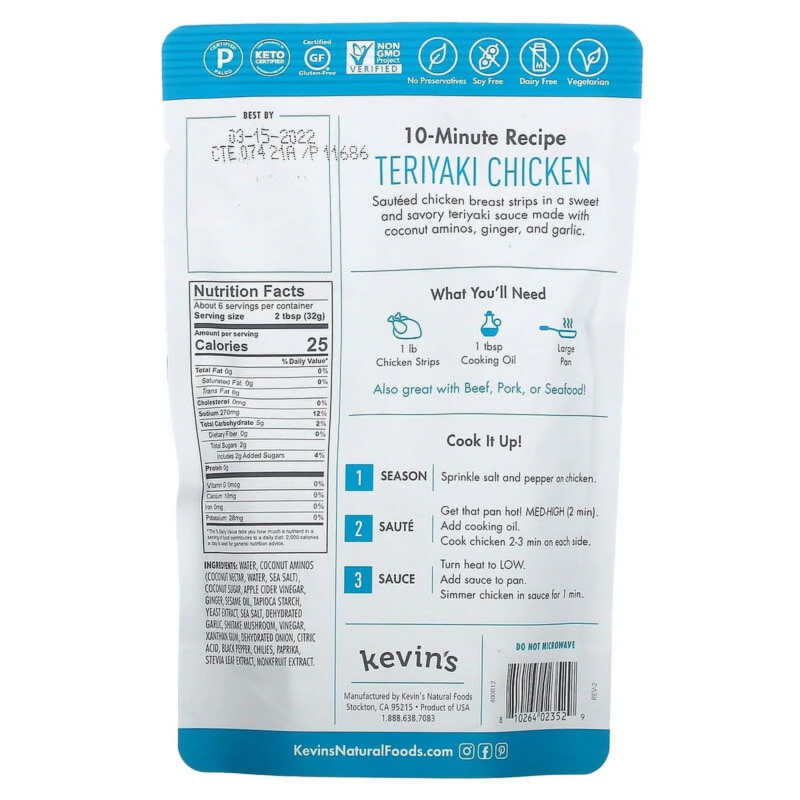 Kevin's Paleo-Keto Teriyaki Sauce, 7 Oz - Image 6
