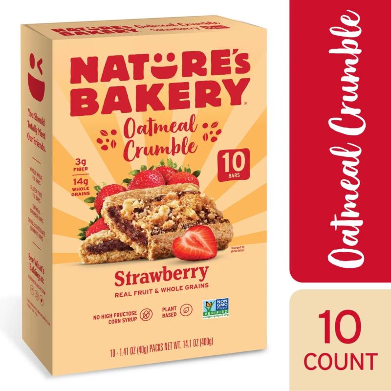 , Oatmeal Crumble, Strawberry Breakfast Snack Bars, 1.41 Oz, 10 Count