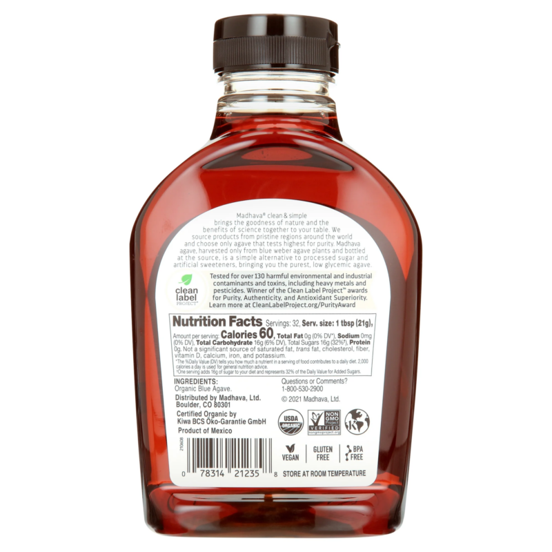 Organic Amber Agave, 100% Blue Agave Sweetener Sugar Substitute, 23.5 Oz Bottle - Image 8