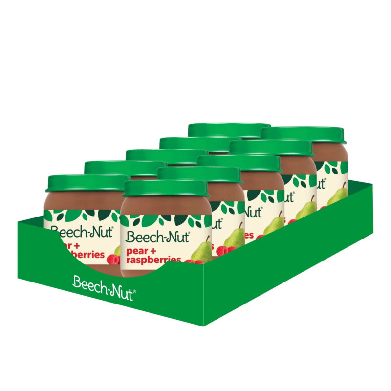Stage 2 Baby Food, Pear & Raspberries, 4 Oz Jar (10 Pack)
