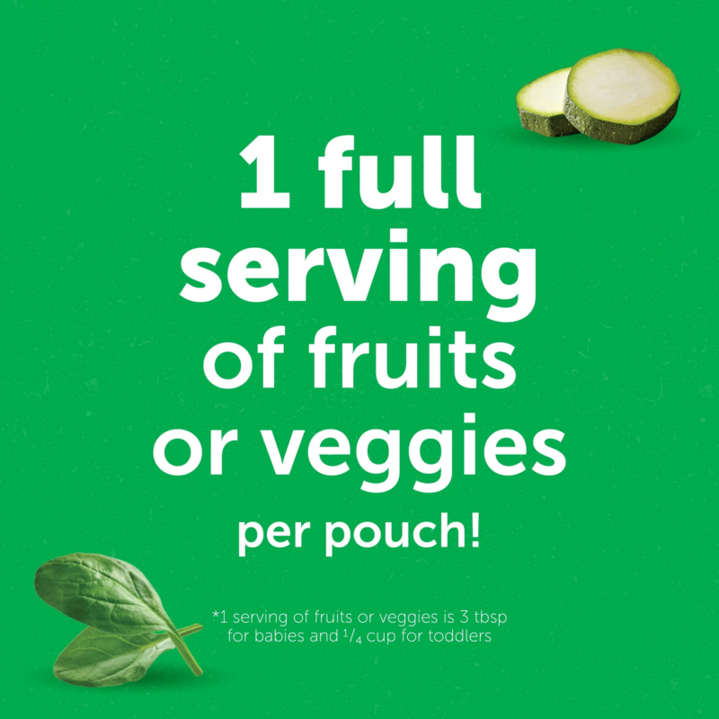 Veggies Stage 2 Baby Food, Zucchini Spinach & Banana, 3.5 Oz Pouch (12 Pack) - Image 4