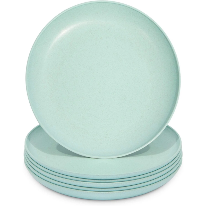 Wheat Straw Plates, Unbreakable Plate (Mint, 8 In, 6 Pack)