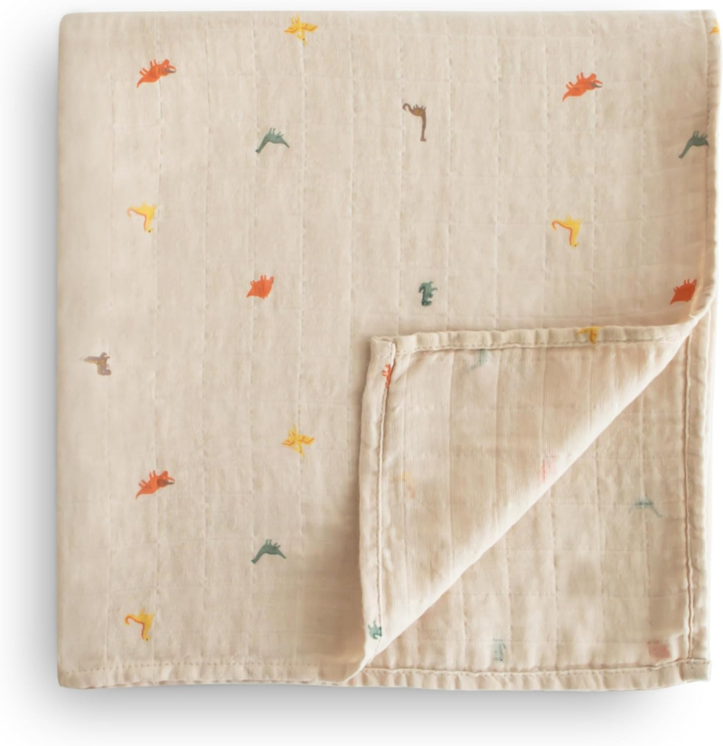 Muslin Baby Swaddle Blanket | 100% Organic Cotton (Dinosaurs)