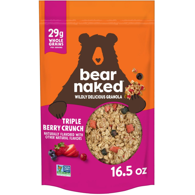 Granola Cereal, Fiber Snacks, Breakfast Snacks, Triple Berry Crunch, 16.5Oz Bag (1 Bag)