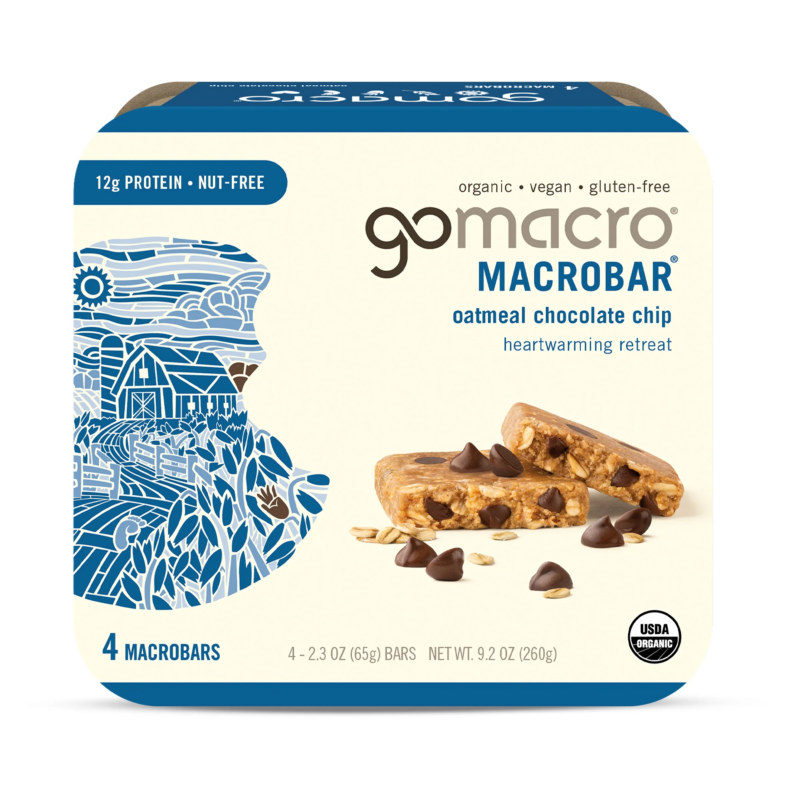 Macrobar Organic Vegan Protein Bars - Oatmeal Chocolate Chip Macrobars (4 Count)