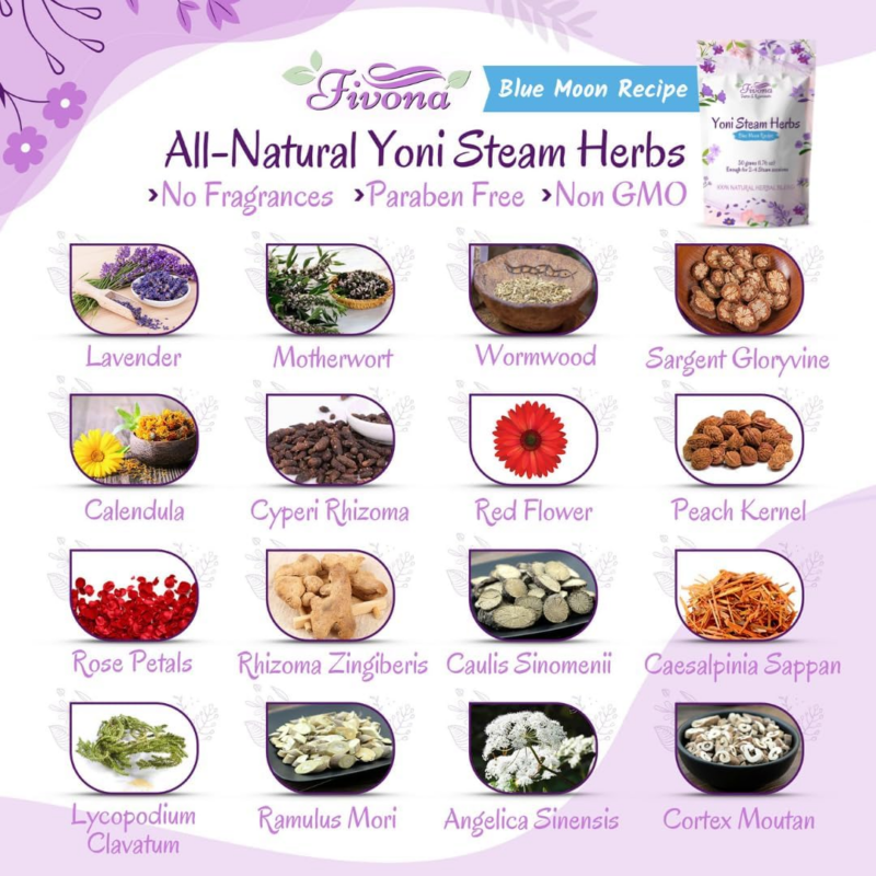 2-In-1 Yoni Steaming Kit over the Toilet Seat with V Steam Herbs Blue Moon Recipe for Detox, Cleansing, PH Balance and Odor Control - Image 3