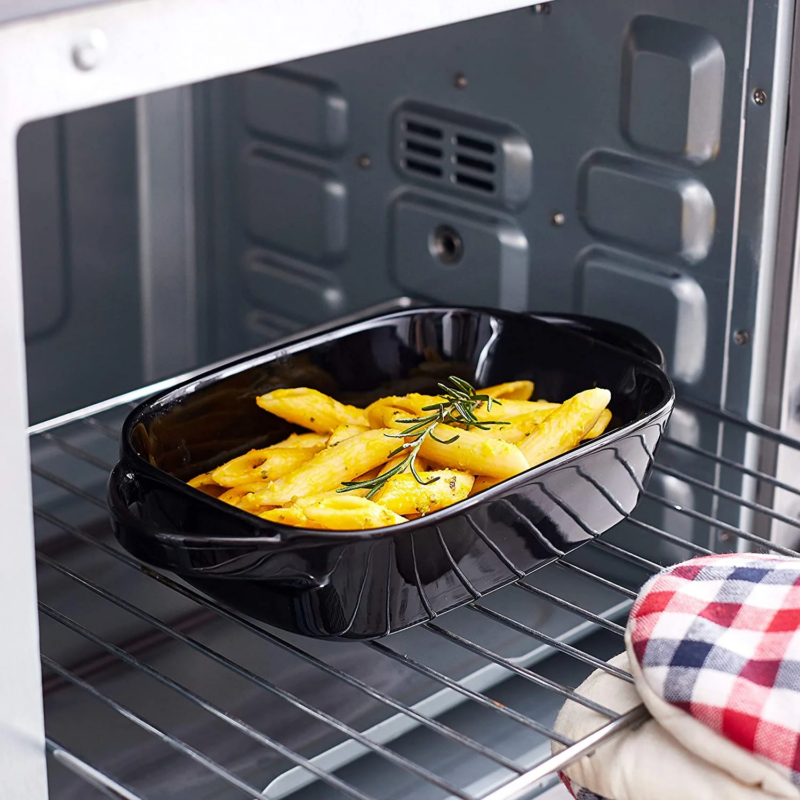 Set of 4 Ceramic 9X5 Baking Dish Oven Safe Roasting Lasagna Pan Small Casserole Bakeware with Handle Rectangular Dish, Black - Image 6