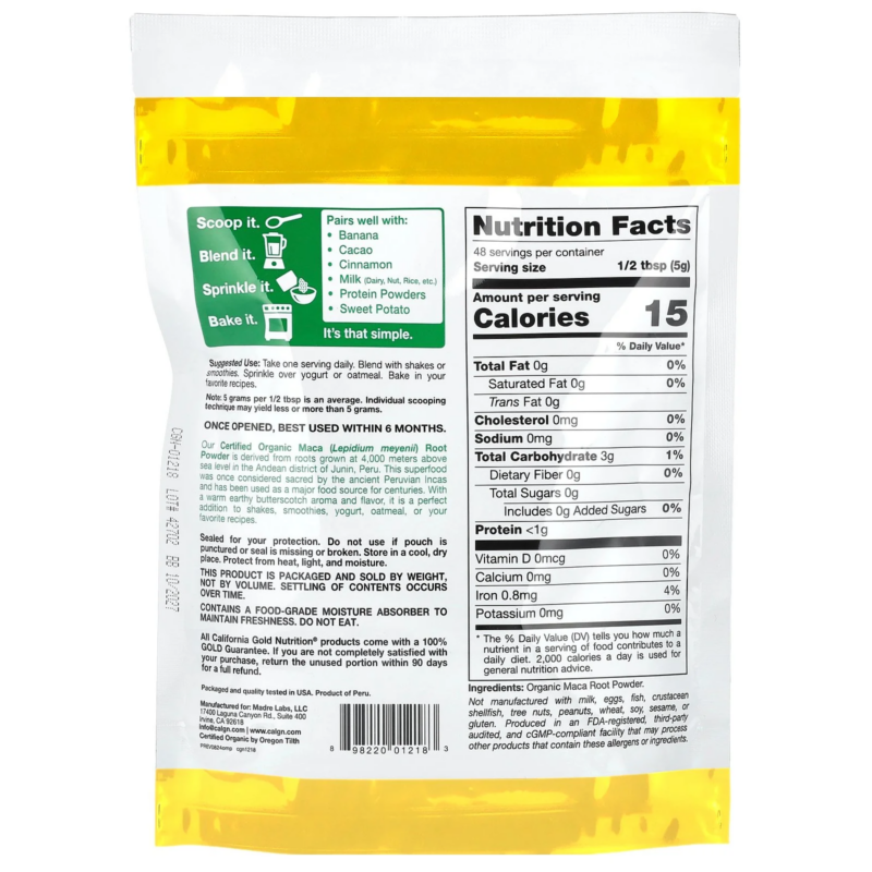 Superfoods, Organic Maca Root Powder, 8.5 Oz (240 G) - Image 2