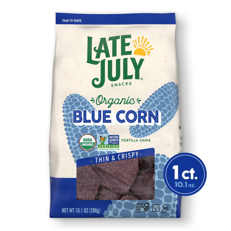 Snacks, Thin and Crispy Organic Tortilla Chips, Blue Corn, 10.1-Oz. Bag
