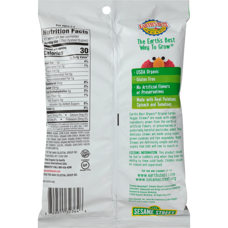 Organic Baby Toddler Snack Original Garden Veggie Straws, 2.75 Oz Bag - Image 9