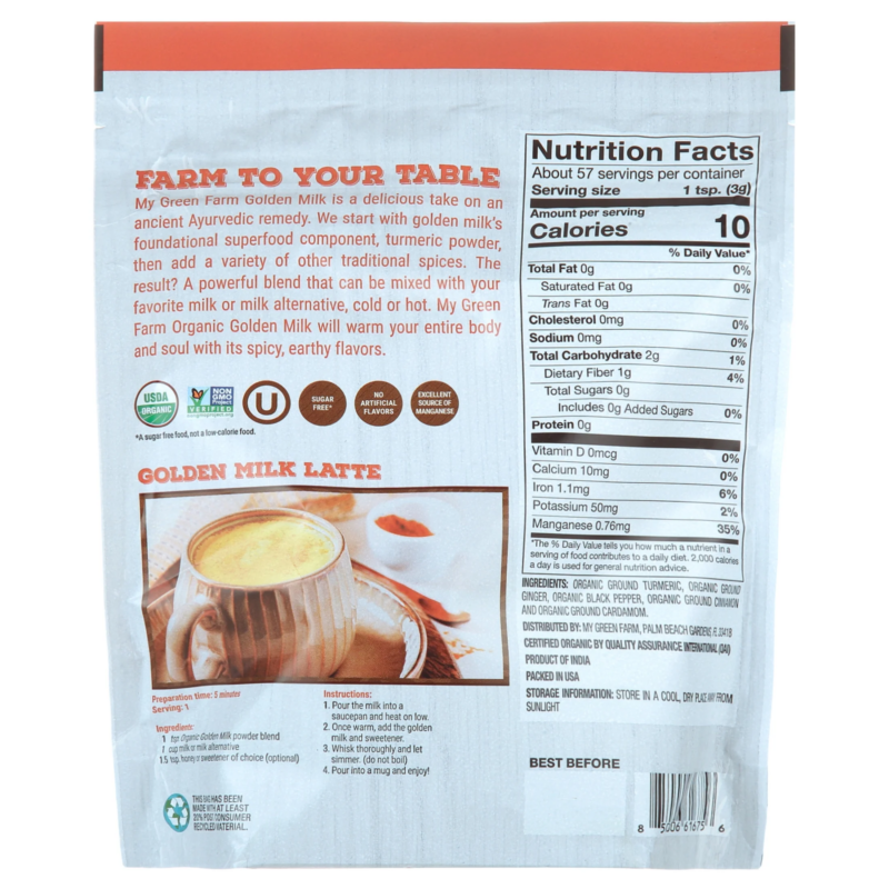 Organic Golden Milk Powder, 6 Oz - Image 5